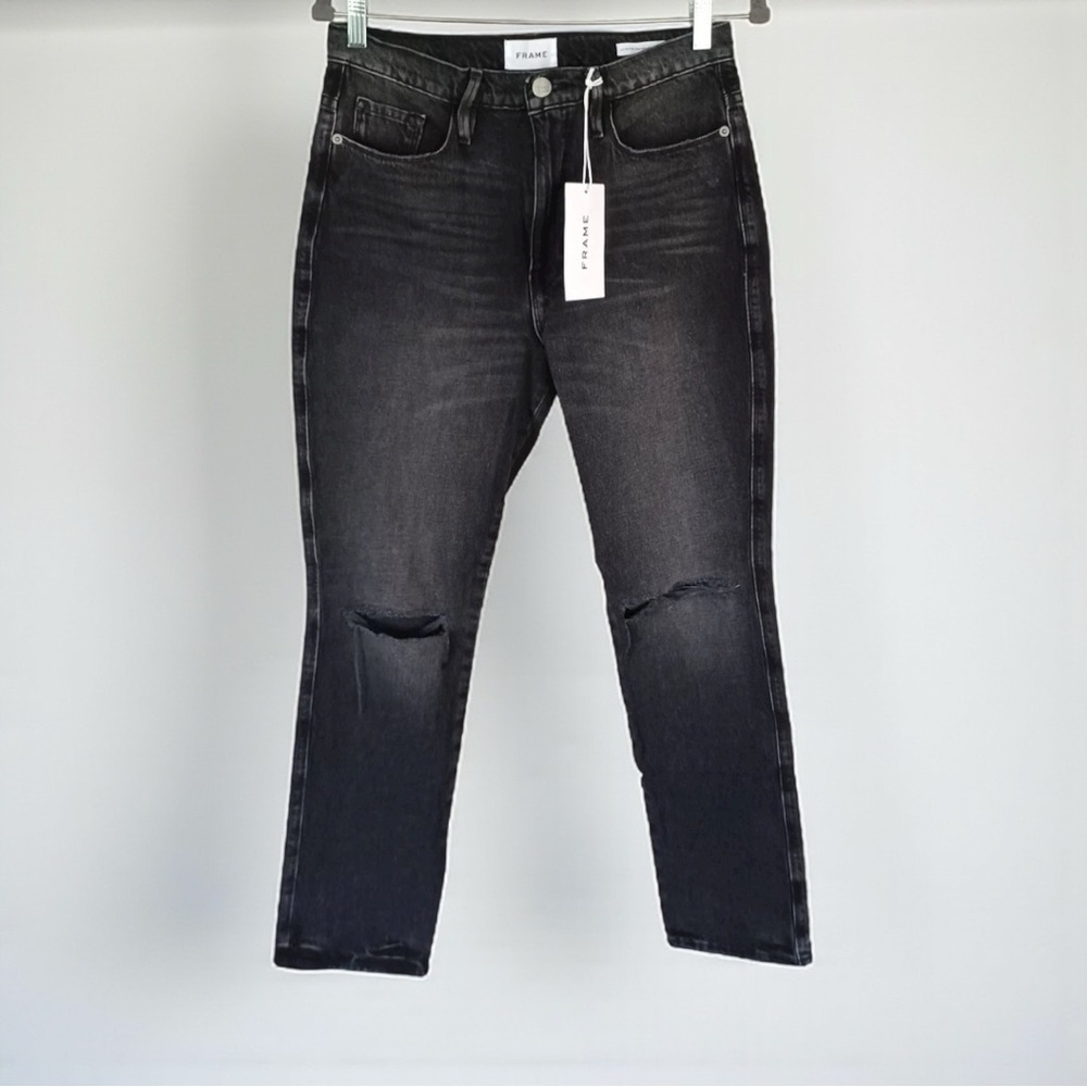 FRAME LE SYLVIE JEANS, SZ-30, BLACK, WILKINSON RIPS, Brand New! - Picture 7 of 16